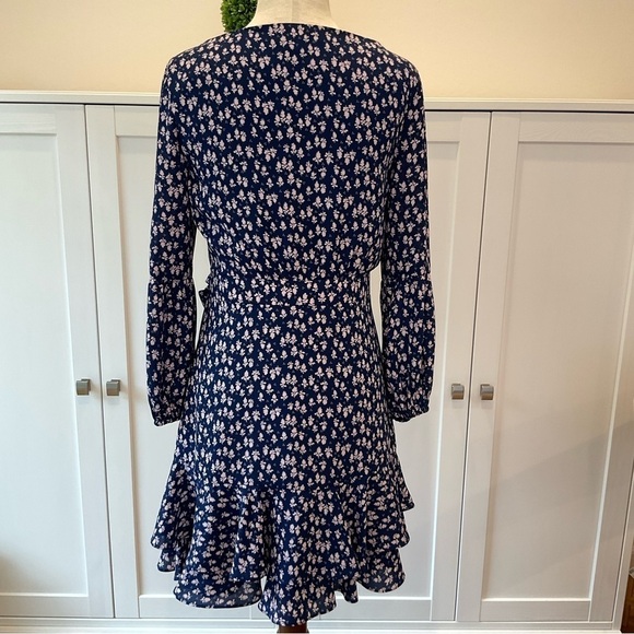 Likely Floral Faux Wrap Ruffle Casimira Mini Length Dress Blue and White Size 4 - Picture 6 of 14